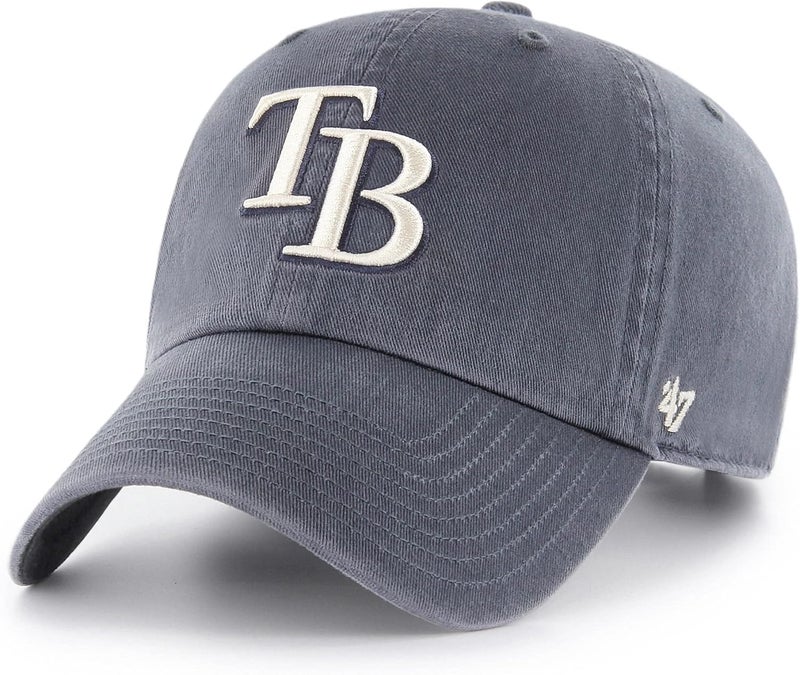 47 Brand MLB Vintage Navy Primary Logo Clean Up Adjustable Baseball Cap Hat, Adult One Size Fits All - Image 1